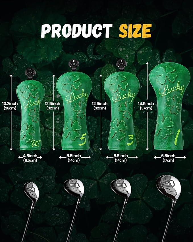 Golf Headcovers Golf Club Head Covers Four Leaf Clover Good Luck Charm - Image 5