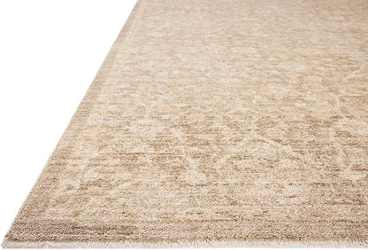 Loloi Chris Loves Julia Palma Collection PLM-01 Bark/Natural 5'-3" x 7'-6" Area Rug Vintage Style Boho Living Room Bedroom Carpet