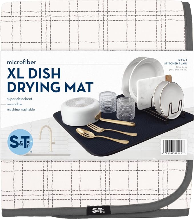 S&T INC. Dish Drying Mat XL, 18” x 24”, Absorbent Microfiber Kitchen Counter Mat - Image 8