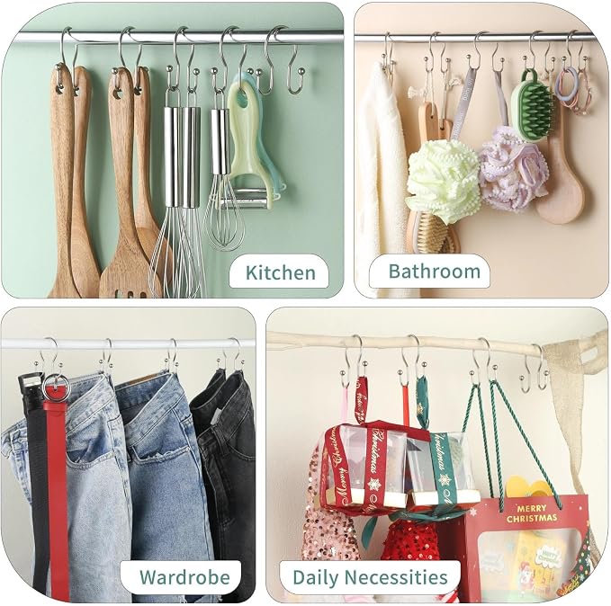 Goowin Shower Curtain Hooks, Stainless Steel Shower Curtain Hangers, Metal - Image 8