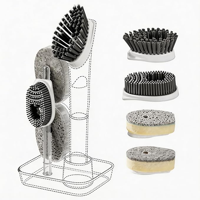 Soap Dispensing Scrub Dish Brush Head Replacements by FancyHomeFancyLife
