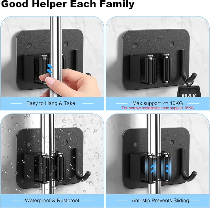 4 Pack Mop and Broom Holder Wall Mount - Image 5