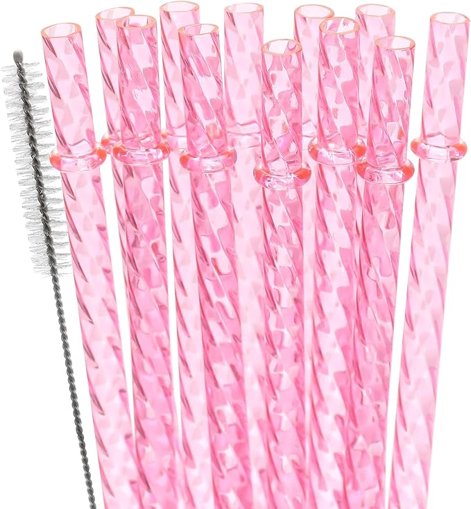 Dakoufish 12 Inch Reusable Clear Plastic Swirl Drinking Straws by Dakoufish