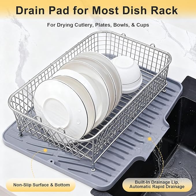 Silicone Dish Drying Mat for Kitchen Counter, Non-Slip Dish Drying Pad - Image 5