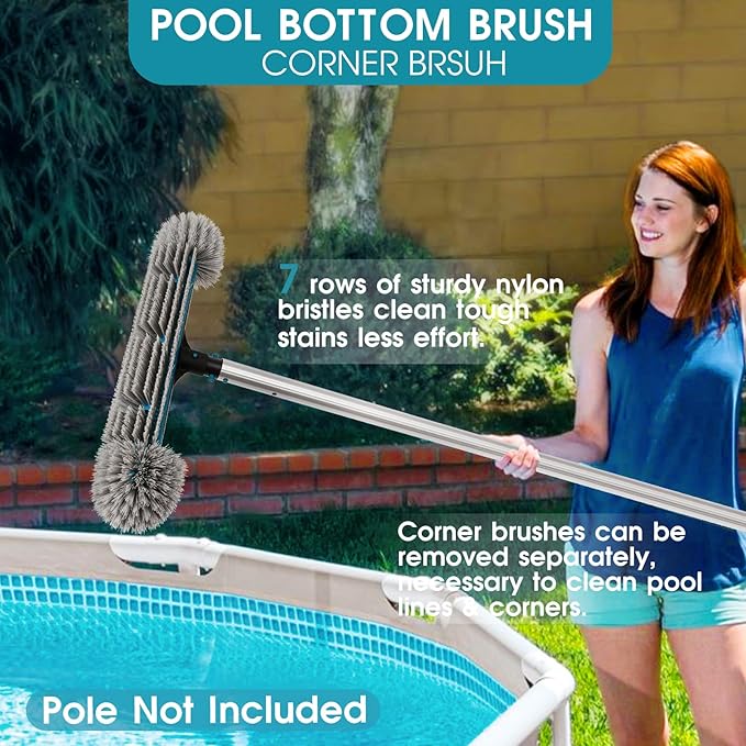 20'' Pool Brush Head, Detachable Pool Cleaning Brush - Image 5