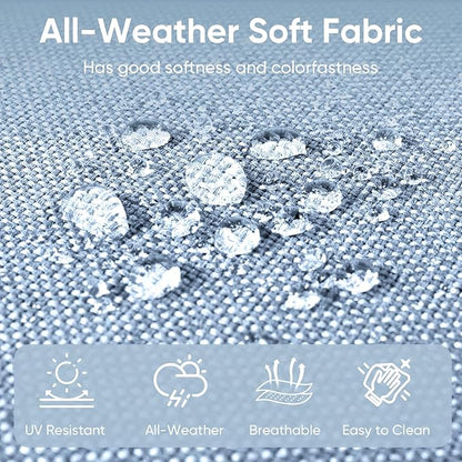 9-Piece Outdoor Patio Cushion Set - Fade & Water Resistant with Removable Olefin Cover, 22x24x4 Inch Memory Foam Cushions for Wicker Sectional Sofa – Baby Blue/Buckle