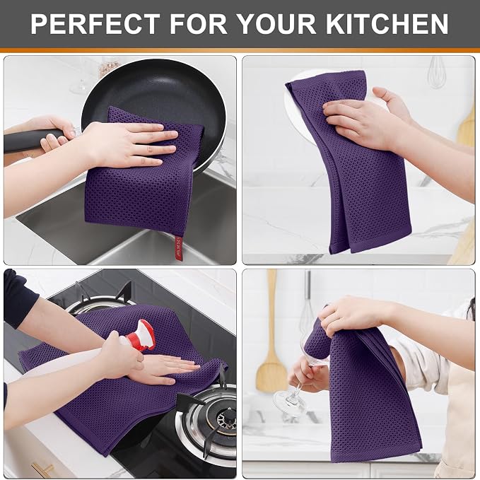 Kitinjoy 100% Cotton Waffle Weave Kitchen Hand Towels - Image 6