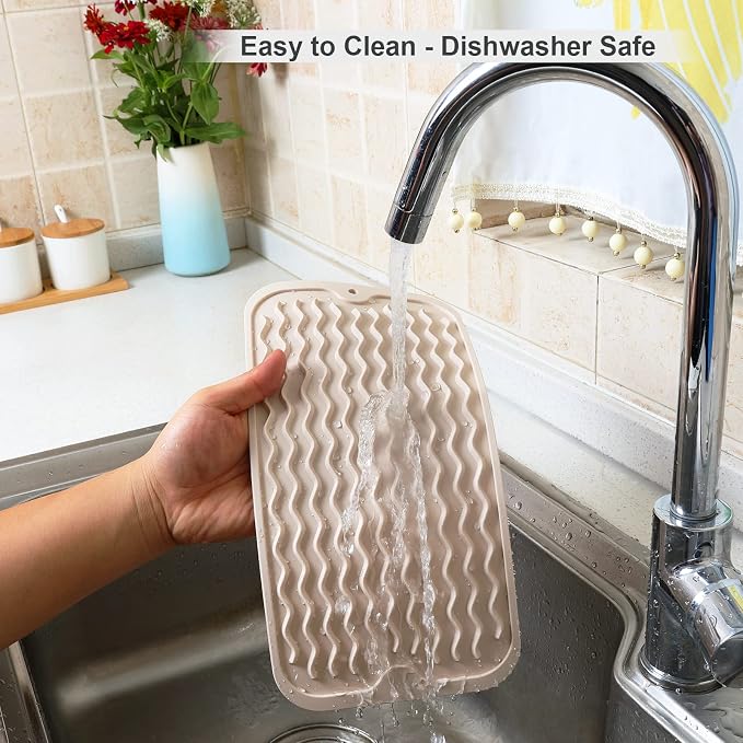 ZLR Silicone Dish Drying Mat for Kitchen Counter, Eco-Friendly Fast Dry Dish Mat - Image 4