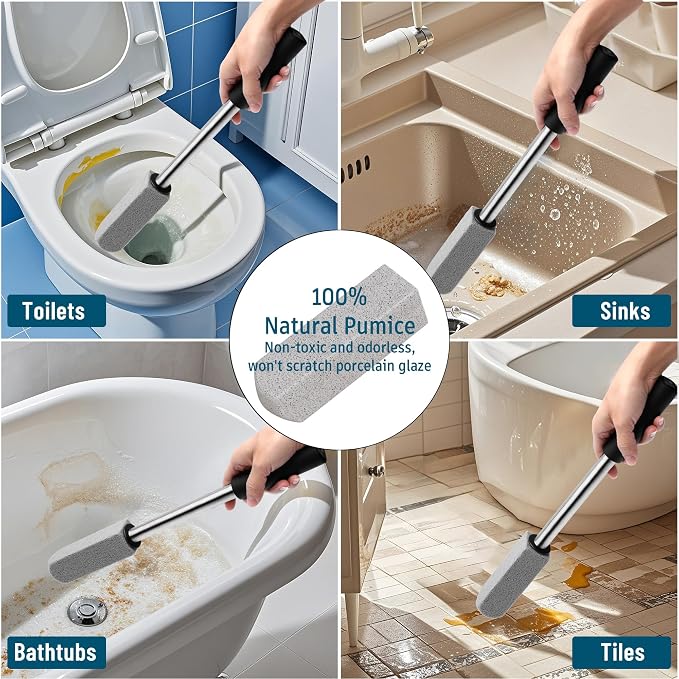 2 Pack Pumice Stone for Toilet Cleaning, 16.14In Extra Long Handle Toilet - Image 6