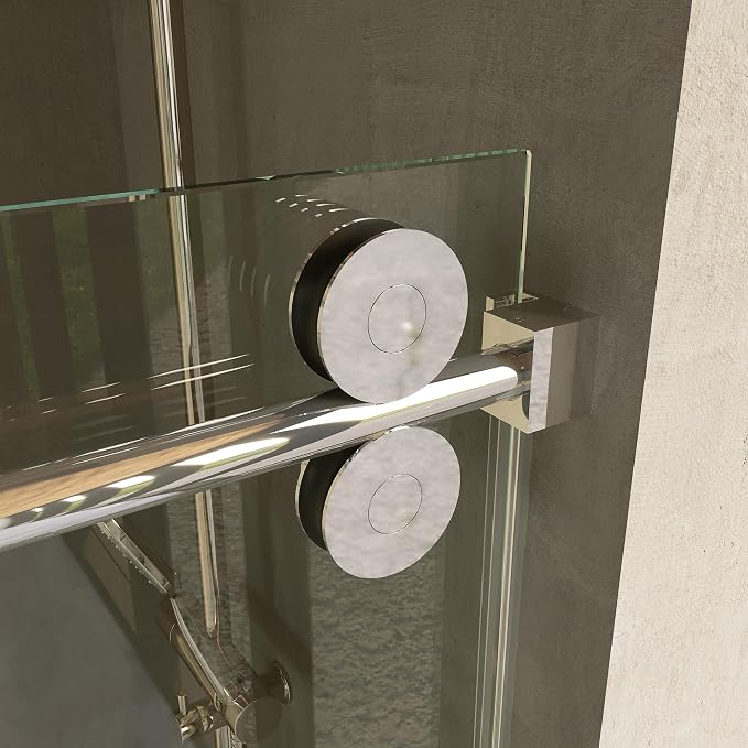 Frameless Shower Door, 3/8" Clear Tempered Glass, Waterproof Bathroom Shower - Image 3