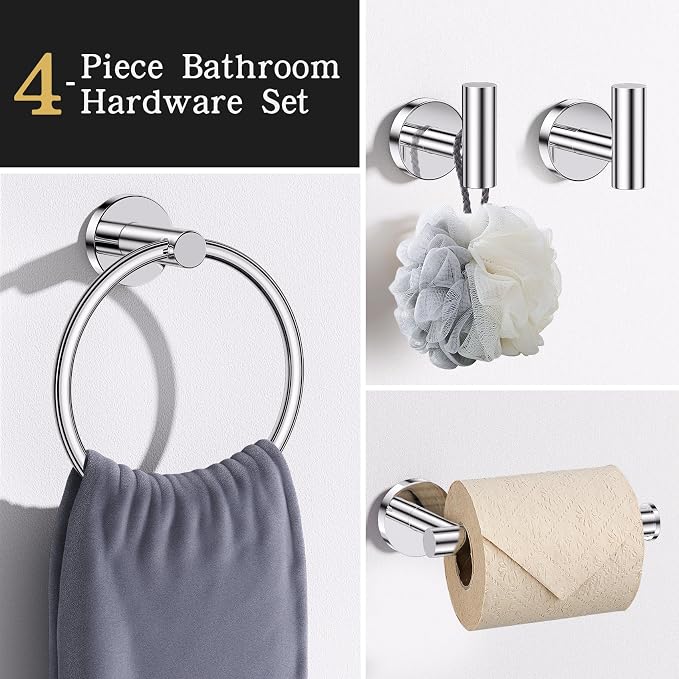 Lairuier Bathroom Hardware Set, 4-Piece Towel Holder Set Include Toilet Paper - Image 3