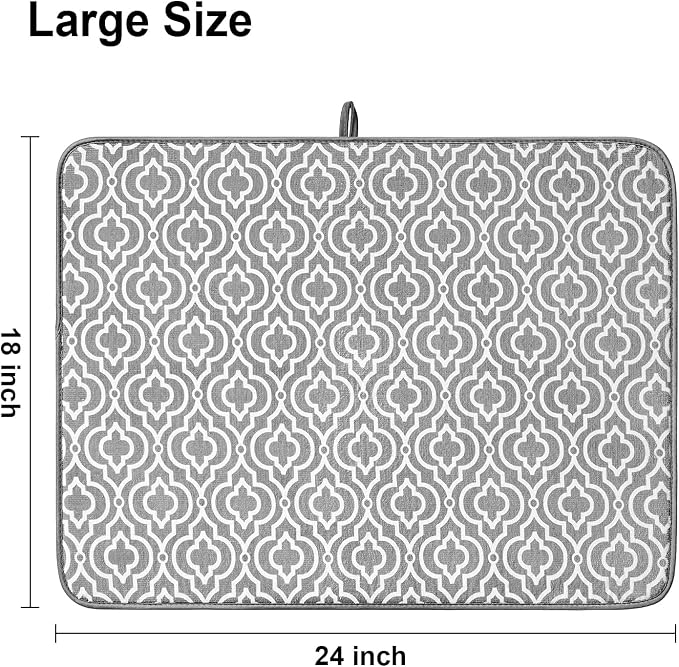 SUBEKYU 24" x 18" Dish Drying Mat, Dish Mat Drying Kitchen Mat Large, Absorbent - Image 2