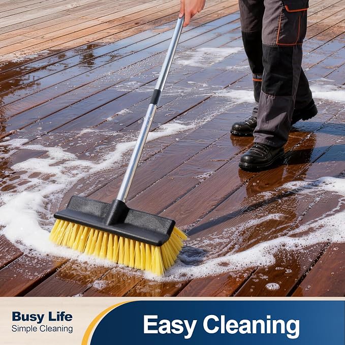 Yocada Deck Brush with 4-Section Extendable Handle Floor Scrub Brush Soft - Image 2