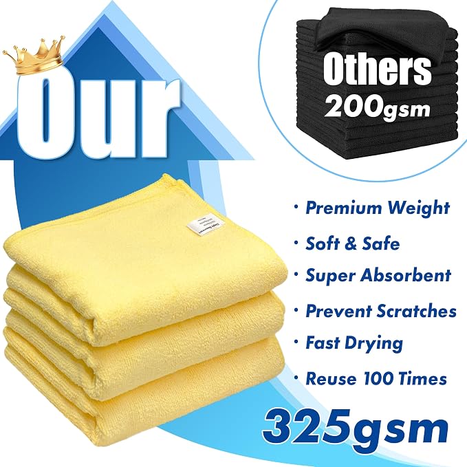 Simple Houseware 3-Pack Microfiber Cleaning Towels, Heavy-Duty & Reusable Cloths - Image 3