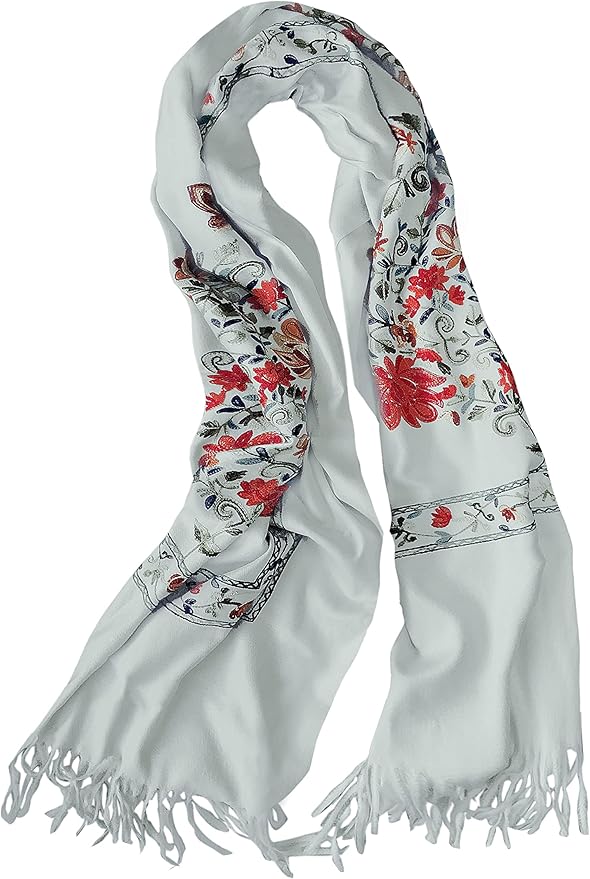 Urban CoCo Women's Embroidered Tassel Long Shawl Oversize Scarf Wraps for Women