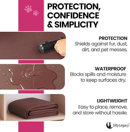 SILLY LEGACY Thin Reversible Waterproof Protective Cover or Liner for Bed or Couch (Twin Size, 90 x 55 inch), for Dogs and Cats, Babies; Incontinence, Dirt, Drool