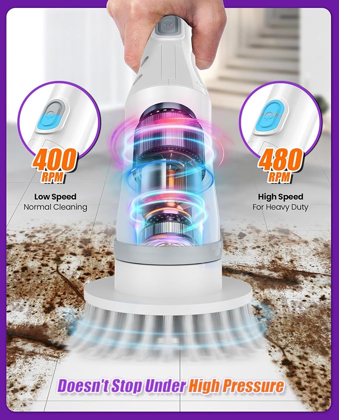 NBONEBS Electric Spin Scrubber, Cordless Shower Scrubber Rotary Floor Brushes & - Image 2