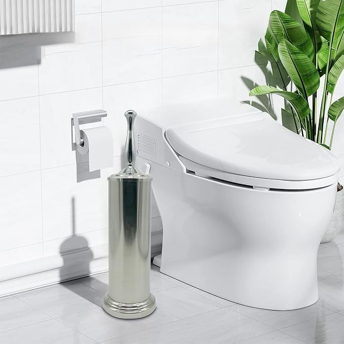 Chrome Silver Metal Toilet Bowl Brush - Image 8