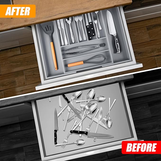 Kitchen Silverware Drawer Organizer and Storage Cabinet Utensil Rack Bathroom - Image 3