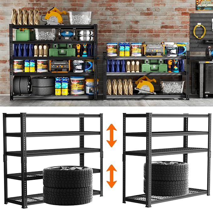 Storage Shelves Heavy Duty, 5-tier Adjustable Metal Industrial Utility Shelf - Image 4