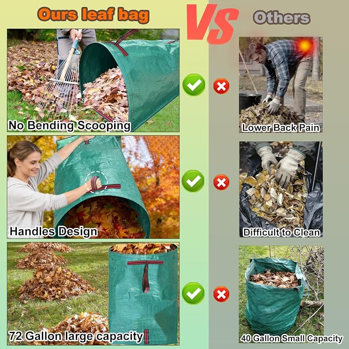 72 Gallon Leaf Collector, Reusable Yard Dustpan-Type Garden Bag, Heavy Leaf - Image 5