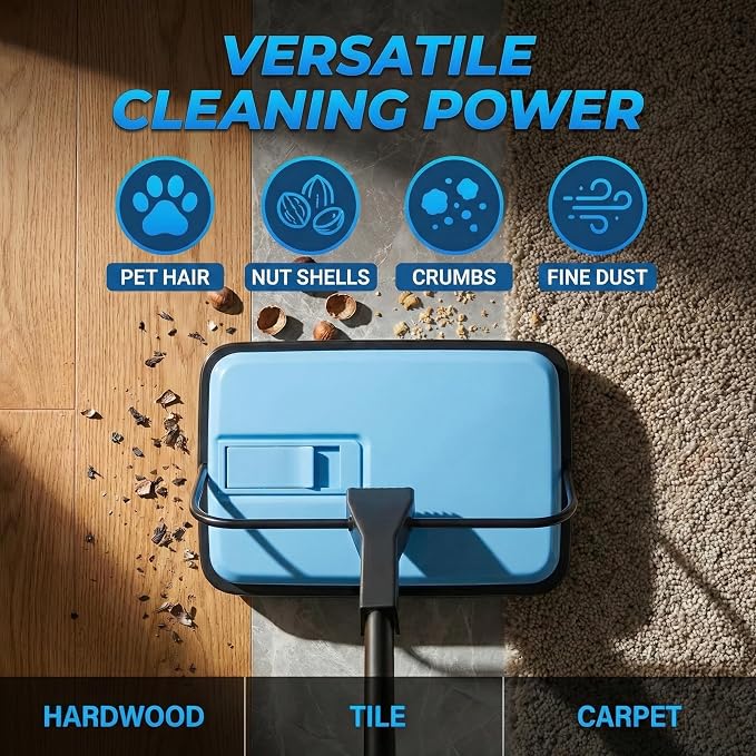 Manual Carpet Sweeper, Electric-Free Quiet Floor Sweeper - Image 7