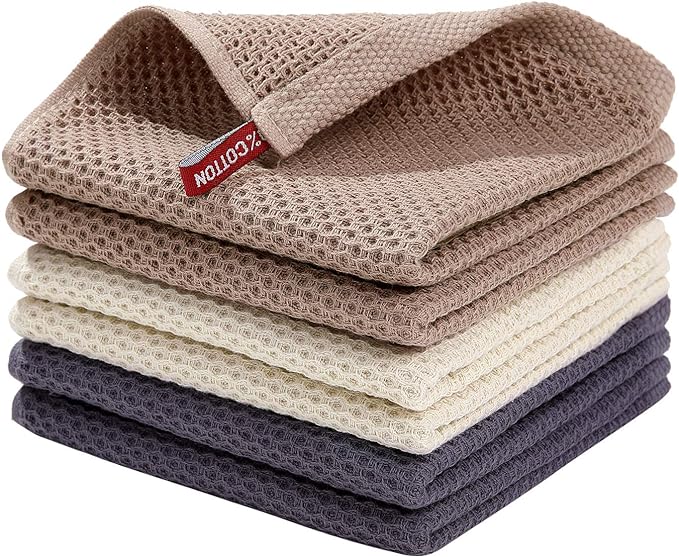 Homaxy 100% Cotton Waffle Weave Kitchen Dish Cloths, Ultra Soft Absorbent Quick by Homaxy