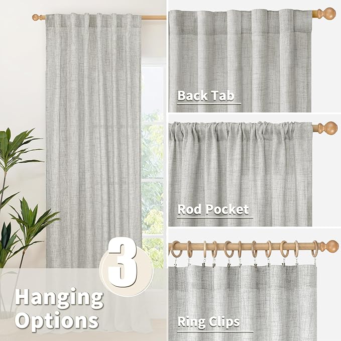 YoungsTex Light Grey Linen Curtains 78 Inch Length - Image 6