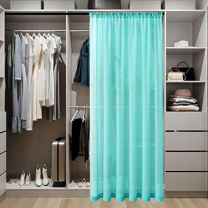 Tollpiz Sheer Door Curtains Closet Linen Textured Curtains Sheer Doorway Light - Image 3