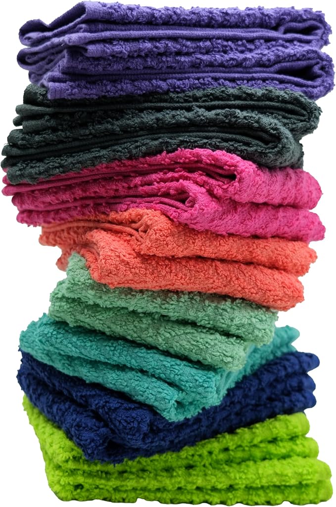ZUPERIA Zigzag Multicolor Wash Cloths -24 Pack -12" x 12"- Highly Absorbent - Image 2