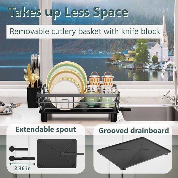 Iron Dish Drying Rack with Drainboard Dish Drainers - Image 3