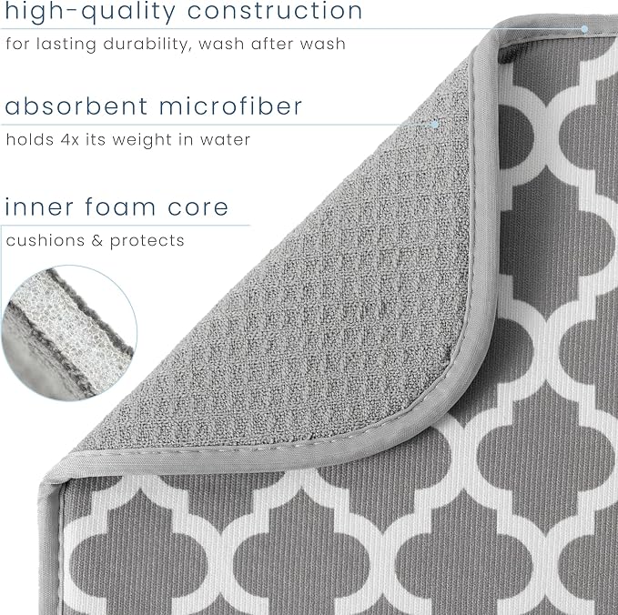 S&T INC. Dish Drying Mat, 16” x 18”, Absorbent Microfiber Kitchen Counter Mat - Image 3