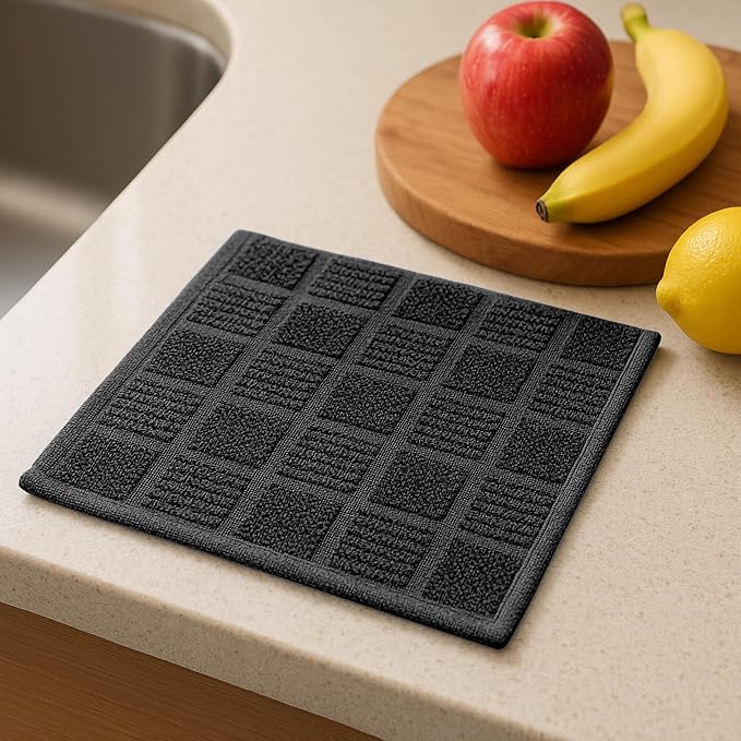 DecorRack 10 Pack 100% Cotton Kitchen Towels, 12x12 inch Soft Terry Dishcloths - Image 5