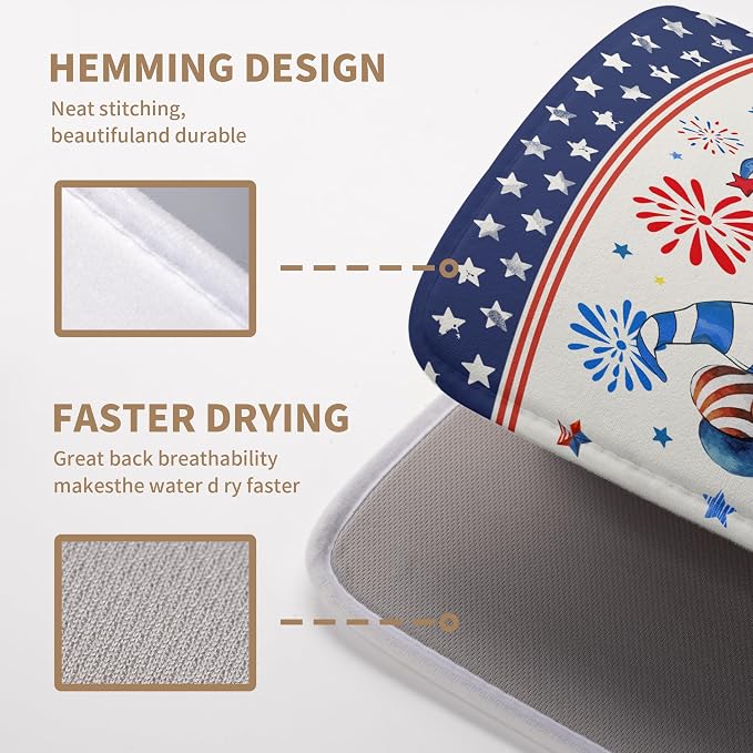 4th of July Dish Drying Mats for Kitchen Counter 18x24 In Memorial Independence - Image 4
