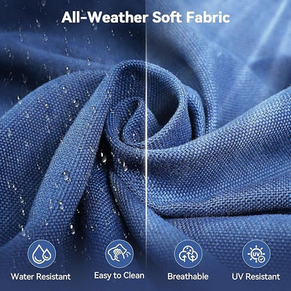 Luxury 6" Outdoor Cushions for Patio Furniture, 24x24x6" Thick Seat Cushion Set of 7, Fade Resistant Couch Chair Replacement Cushions High Density Deep Wicker Chair Cushion w/ Removable Cover, Blue