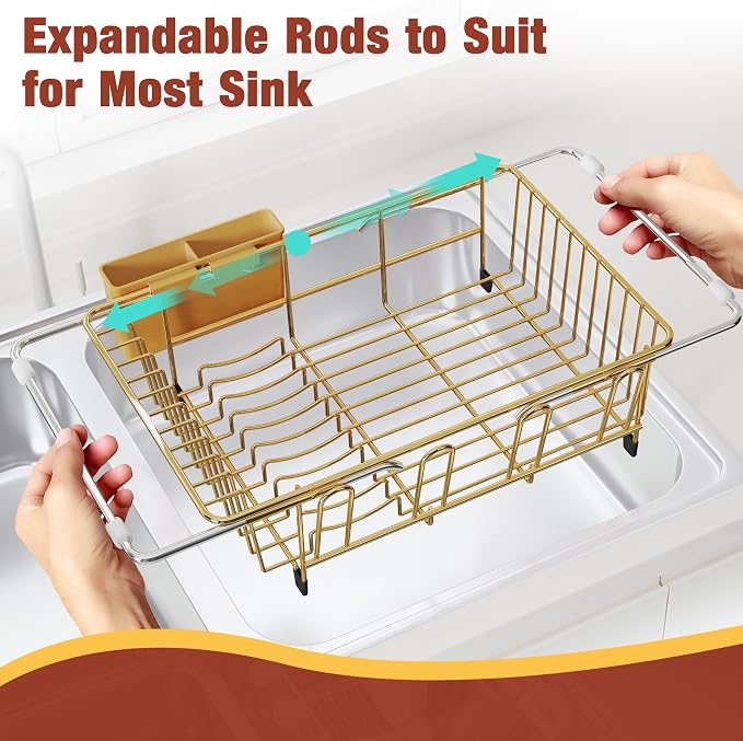 JASIWAY Sink Dish Drying Rack, Expandable Stainless Steel Dish Rack Over Sink - Image 4