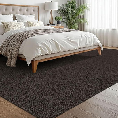 EARTHALL Washable Area Rugs 6x9 Ft Non Slip Living Room Rugs Cotton Rubber Backed Dining Room Rug Braided Bedroom Rugs Indoor Outdoor Floor Carpet for Living Room, Bedroom, Dining Room, Taupe/Coffee