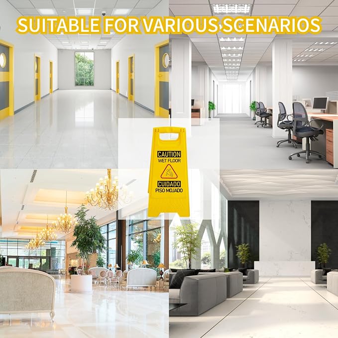 12 Pack A-Frame Caution Wet Floor Safety Signs，Foldable Double Sided Warning - Image 7