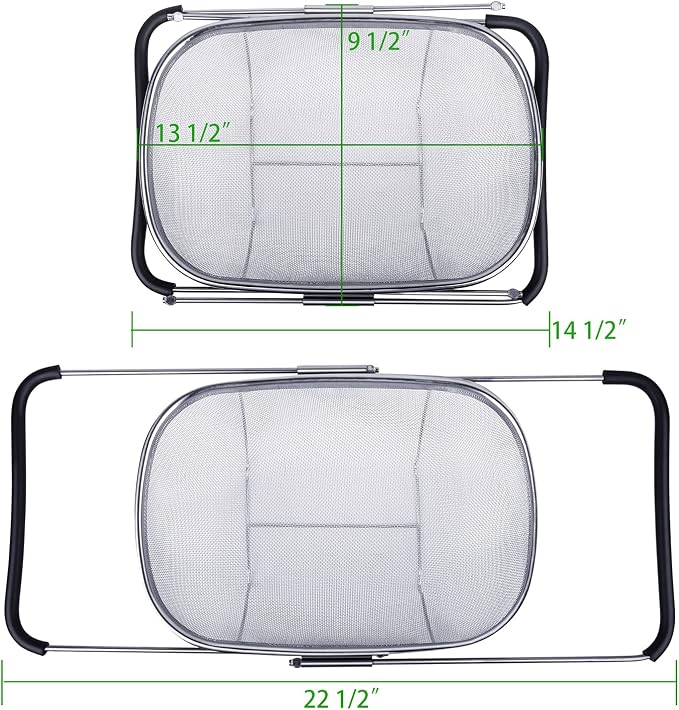 Tiawudi 6-Quart Large Over The Sink Colander, Heavy Duty 40% Thicker 18/8 - Image 2