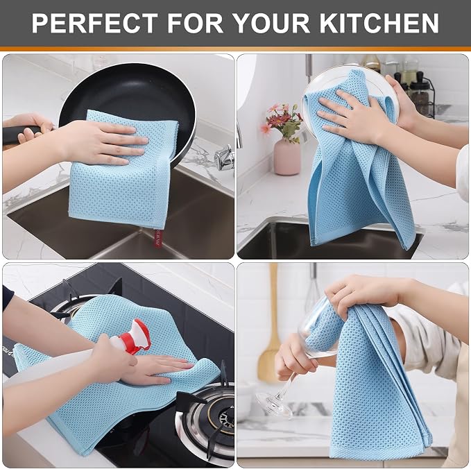 Kitinjoy 100% Cotton Waffle Weave Kitchen Hand Towels - Image 4