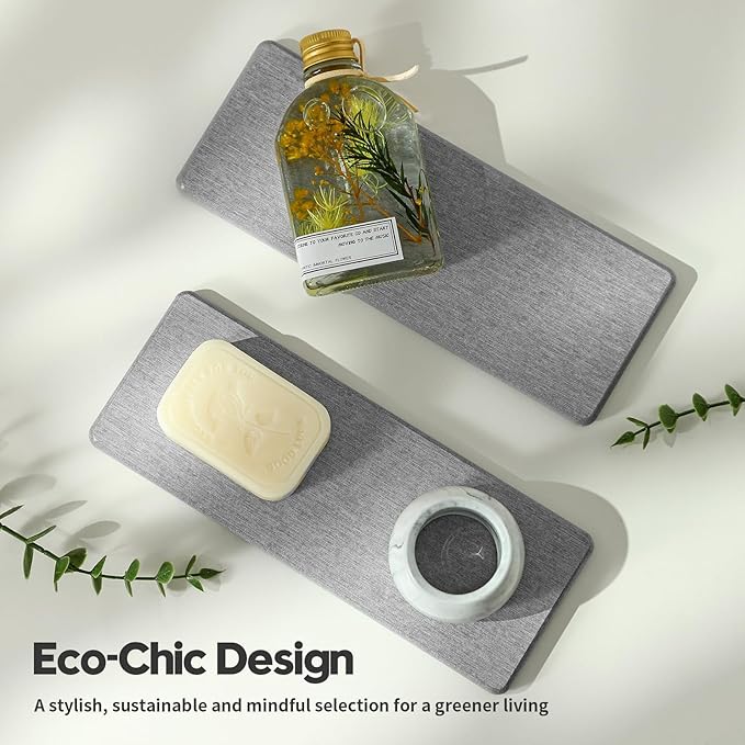2PCS Bathroom Counter Vanity Trays, Water Absorbing Diatomite Stone Quick - Image 7