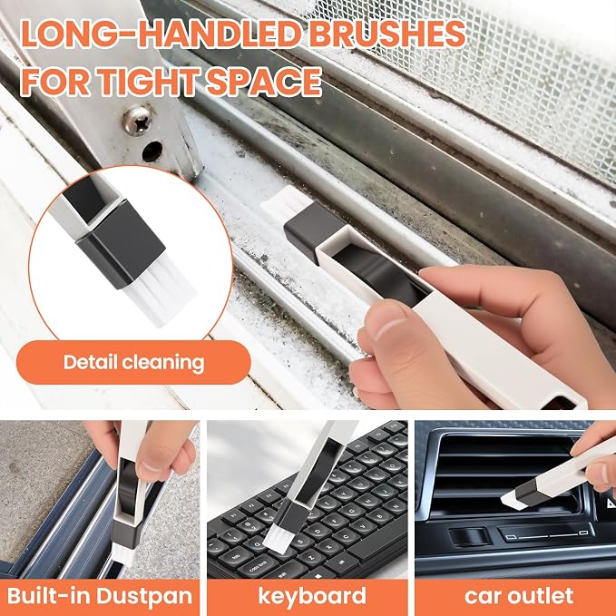 12pcs Window Track Cleaner Tool Set, Window Sill & Groove Cleaning Brushes - Image 5