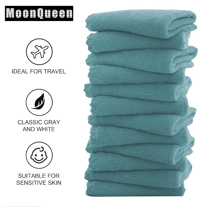 MOONQUEEN Microfiber Facial Cloths Fast Drying Washcloth 12 Pack - Image 4