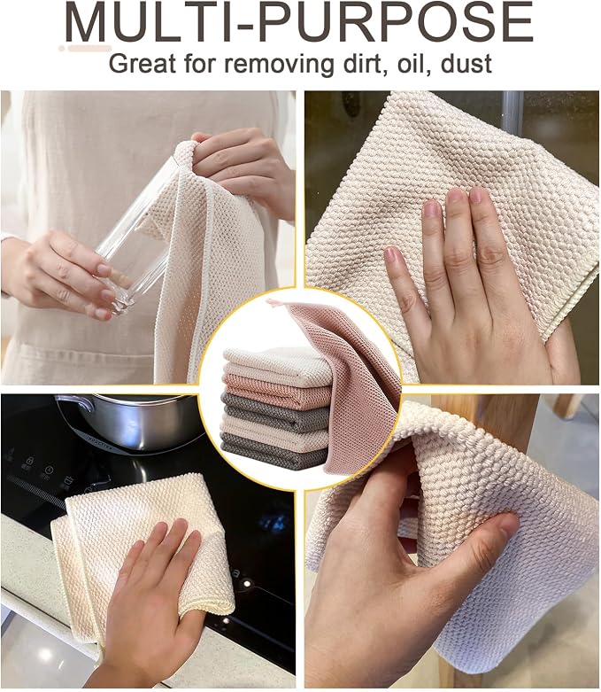K&janet6am Dish Cloths for Washing Dishes, 6 Pack Kitchen Dish Towels, Super - Image 5