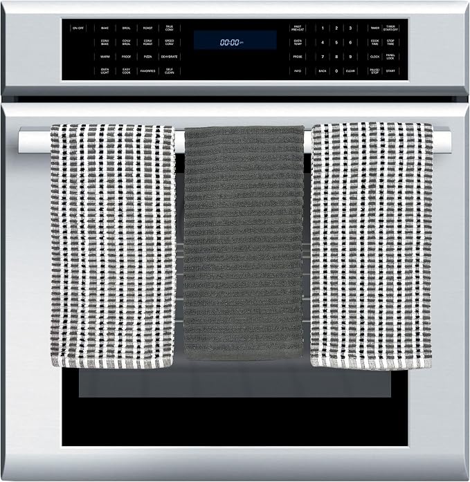 Thanksgiving Kitchen Towels- Set of 3 100% Cotton Solid Dark Gray and - Image 4