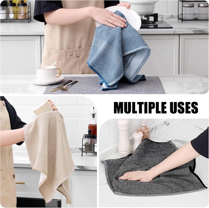 Homaxy Premium Kitchen Towels, Large Cotton Kitchen Hand Towels, Flat and Terry - Image 4