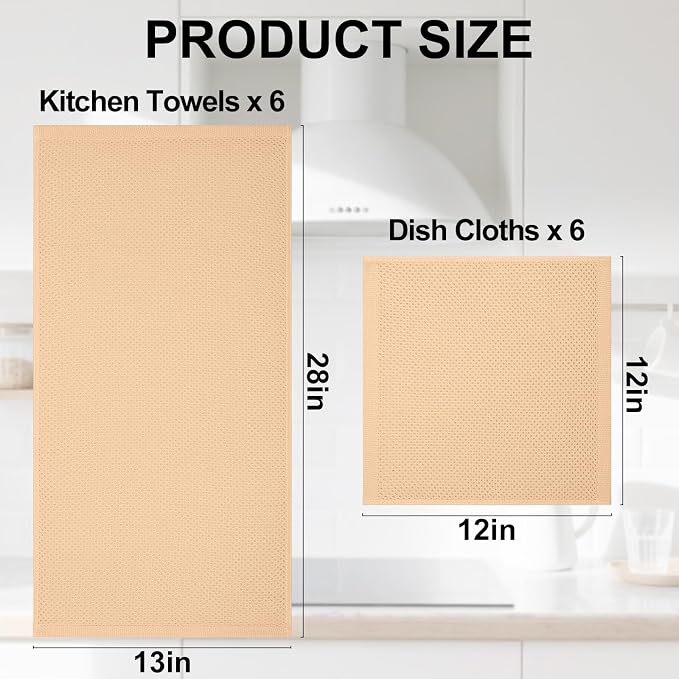 Homaxy 100% Cotton Kitchen Towels and Dishcloths Set, 12 x 12 Inches and 13 x - Image 4