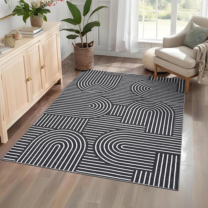Washable Rug 4x6 Area Rugs for Living Room, Abstract Rug for Bedroom, Soft - Image 3
