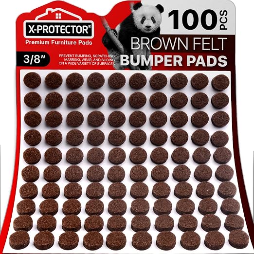 Cabinet Door Bumpers X-Protector 100 PCS – Small Felt Pads 3/8” – Ideal Brown by X-Protector