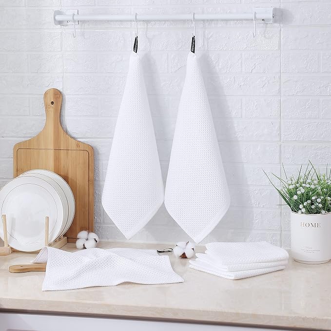 Kitinjoy 100% Cotton Kitchen Dish Cloths, 6 Pack Waffle Weave Ultra Soft - Image 6
